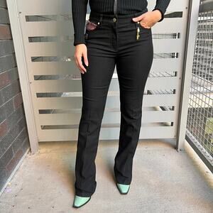 Escada Black Bootcut Embroidered Denim Jeans Size 36